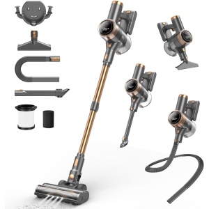 NuYupo Cordless Vacuum, Stick Vacuum Cleaner with Anti-Tangle Brush, Lightweight Vacuum with Detachable Battery for Hardwood Floor Carpet Pet Hair